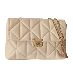 Sac Bandoulière MODALINE MISHKA avec Chaine - Beige Nude & Gold