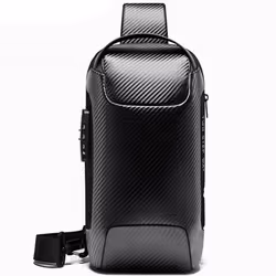 Sac De Poitrine Antivol Étanche Bange BG03 - Matériau: fibre de carbone - Type de Fermeture: zipper - Interface de charge USB ...