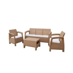 Salon de CARTHAGE 5 Places BRUN avec Coussins