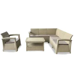Salon De Coin Syphax 5 Places + 1 Fauteuil Grège