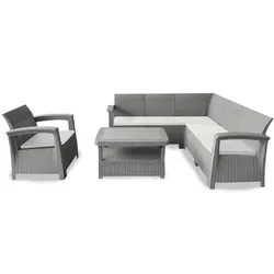 Salon De Coin Syphax 5 Places + 1 Fauteuil Gris