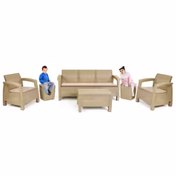 Salon De Jardin Carthage - Nombre de places : 7 Places ( 2xFauteuil Carthage + Divan 2 places + 2xTabouret Coffre rotin ) - ...