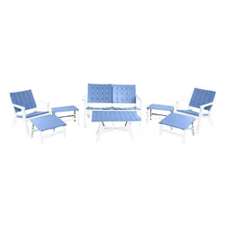 Salon De Jardin Central Park 4 Places Confort Bleu