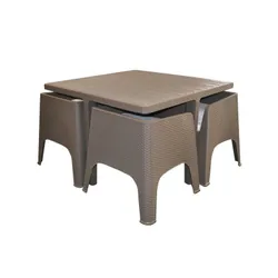 Salon de Jardin GAMMARTH TAUPE 4 Chaises et Coussins + Table