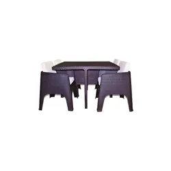 Salon de Jardin "GAMMARTH" Wengue 4 Chaises et Coussins + Table