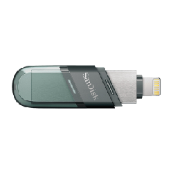 SanDisk iXpand Flash Drive Flip lecteur USB flash 128 Go USB Type-A / Lightning 3.2 Gen 1 (3.1 Gen 1) Gris, Argent, Transparent