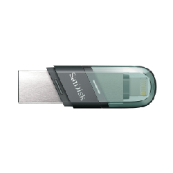 SanDisk iXpand Flash Drive Flip lecteur USB flash 256 Go USB Type-A / Lightning 3.2 Gen 1 (3.1 Gen 1) Gris, Argent, Transparent