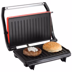 Gril électrique - Plaques rainurées avec revêtement antiadhésif - Charnière ajustable pour s'adapter à l'épaisseur des alimen ...