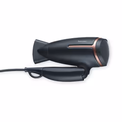 Sèche cheveux de voyage- Puissance: 1600 W- Fonction ionique intégrée- 2 niveaux de chaleur et 2 puissances de ventilation- P ...
