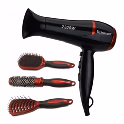 Sèche-cheveux Puissant 2200W Techwood + 3 Brosses