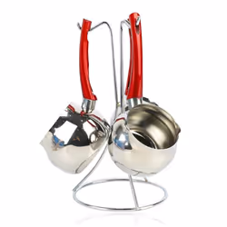 Série De 3 Pots à café + Support De Rangement - Composition (Ø* h): Pots: 6 x 6cm, 7 x 7cm, 7.5 x 8cm - Matière: Inox - Taill ...