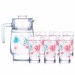 Service à Boissons LUMINARC Crazy Sabline - Nombre de pièce: 7 Pièces (Pichet, 6 verres) - Volume pichet: 1.6 Litre - Design  ...