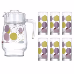 Service à Boissons LUMINARC Crazy Zoom - Nombre de pièce: 7 Pièces (Pichet, 6 verres) - Volume verre: 270 ml - Volume pichet: ...