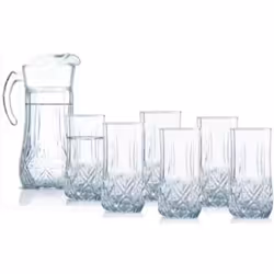 Service Boissons 7 Piece Brighton - Nombre de pièces :  1 x pichet ,6 x verre - Matière : Verre - Capacité : pichet 1800 ml e ...