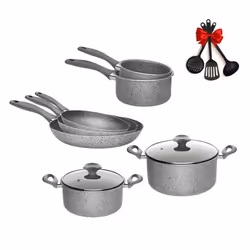 Set 15 Pièces WINOX Granite - La batterie de cuisine est l’achat rapide pour équiper en une seule fois sa cuisine - 3 Poêles: ...