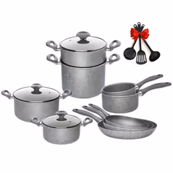 Set 15 Pièces WINOX Granite - La batterie de cuisine est l’achat rapide pour équiper en une seule fois sa cuisine - 3 Poêles: ...