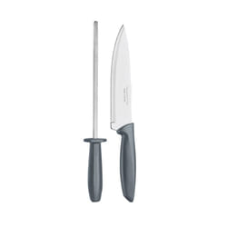 Set 2 Pièces Tramontina Couteau De Cuisine 8" + Aiguiseur Plenus