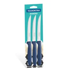 Set De 3 Couteau De Cuisine Tramontina Steak Ipanema - Bleu