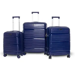 Set De 3 Valises Incassable Avec Roues Démontables Bleu Marine