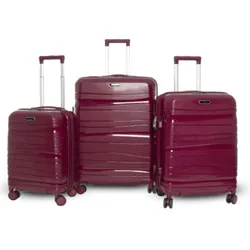 Set De 3 Valises Incassable Avec Roues Démontables Bordeaux