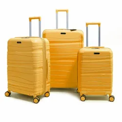 Set De 3 Valises Incassable Avec Roues Démontables Jaune Motarde
