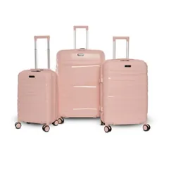 Set De 3 Valises Incassable Avec Roues Démontables Rose