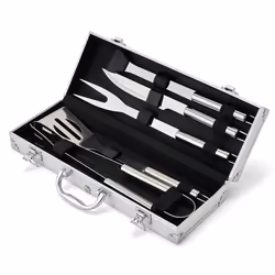 Set De 5 Accessoires Pour Barbecue LIVOO - Fourchette, pince, spatule, couteau, pinceau silicone - Accessoires en acier inoxy ...