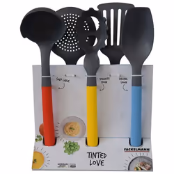 Set De 5 Pièces A Servir TINTED LOVE - Cuillère à servir: 31 cm - Cuiller à spaghetti: 31 cm - Ecumoire: 32 cm - Spatule: 32  ...