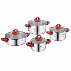 Set de 8 pièces Korkmaz - Faitout 16x9 cm / 1,8 litres + Faitout 20x11 cm / 3,5 litres + Faitout 24x12 cm / 5,5 litres + Fait ...