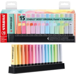 Set De Bureau de 15 Surligneurs STABILO BOSS Original - Couleurs Pastel