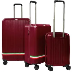 Set De Trois Valises Francesco Ferellino Incassable Rouge Bordeaux