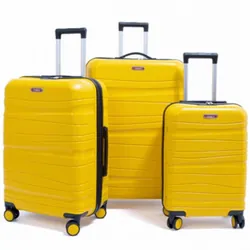 Set De Trois Valises Jaune Moutarde