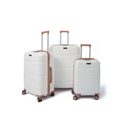 Set De Trois Valises Titou Avec Roues Démontables Blanc & Rose