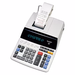 Sharp EL-2607V, Bureau, Calculatrice imprimante, 12 chiffres, AC/Batterie, Blanc