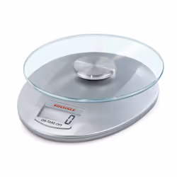Soehnle Roma Silver, Balance de ménage électronique, 5 kg, 1 g, Acier inoxydable, Verre, Comptoir