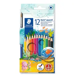 Staedtler Noris aquarell 144 10 Noir, Bleu, Bordeaux, Marron, Vert, Vert clair, Mauve, Marine, Orange, Pêche, Rouge, Jaune 12 pièce(s)
