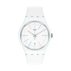 Swatch White Layered Montre bracelet Femelle Quartz Blanc Bleu