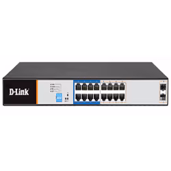 Switch D-Link 16-Port Gigabit Smart Managed PoE - Type de boîtier De bureau 1U - Gigabit Ethernet - Ports 16 x 10/100/1000 (P ...