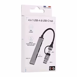 T'nB HUBSLIM4 hub & concentrateur USB 2.0 5000 Mbit/s Gris - Vue supplémentaire 3