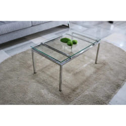 Table basse "TT" verre / inox (TB-TT-I)