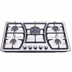 Plaque de Cuisson AUXSTAR - Type de plaque: Gaz - Nombre de Foyers: 5 Foyers - Grille: Fonte - Design moderne - Panneau en ac ...
