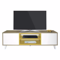 Meuble TV SOTUFAB VISTA MM (Moyen modèle) -Design élégant et moderne - Avec deux portes coulissantes , deux étagères - Couleu ...