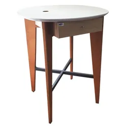 Table Ronde Avec Tiroir En MDF Et Piétement En Acier - Blanc (TAB0001)