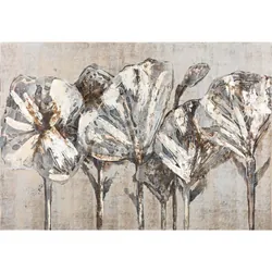 Tableau De Décoration 60 x 90 cm Fleur Gris (LX16-T1)