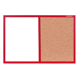Tableau Mixte Blanc magnétique et Liège cadre en bois 60 x 40 / Rouge