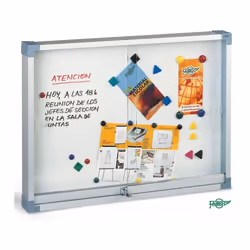 Tableau Vitrine Liège Faibo - Dimensions : 80 x 100 Cm - épaisseur: 4 mm - Fond liège, cadre en aluminium massif anodisé et d ...