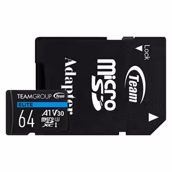Team Group ELITE, 64 Go, MicroSD, Classe 3, UHS-I, 90 Mo/s, 45 Mo/s