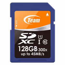 Team Group SDXC 128GB, 128 Go, SDXC, Classe 10, 45 Mo/s, 15 Mo/s, Class 1 (U1)