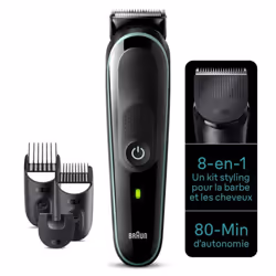 Tondeuse Multifonction 8EN1 BRAUN - Alimentation: Rechargeable - Type de batterie: Ni-MH - Autonomie: 80 minutes - Excellents ...