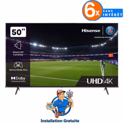 Tv Hisense 50A6K - Taille de l'écran : 50 pouces - Résolution : 3480x2160 pixels - Système d'exploitation :Vidaa U 6.0 - Proc ...